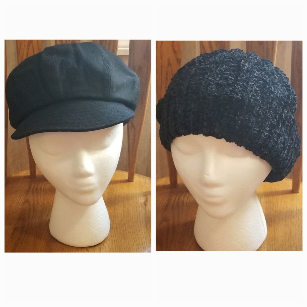 2 black hats bundle (Cabbie & Knit)